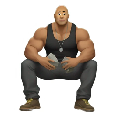 The rock sitting on a rock holding a rock with rock men beside him sticker