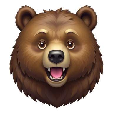 Cinematic Comical Grizzly Bear Portrait Emoji, Head tilted dramatically with an exaggeratedly amused expression, featuring a striking, rugged deep brown fur with bold fur texture, wide, expressive eyes filled with playful disbelief, Simplified yet hilariously expressive features, highly detailed, glowing with a slightly sassy glow, high shine, dramatic yet playful, stylized with an air of cheeky wilderness mischief, bright and endearing, soft glowing outline, capturing the essence of a spirited and over-the-top grizzly, so meme-worthy it feels like it could roar its way into internet fame instantly! sticker