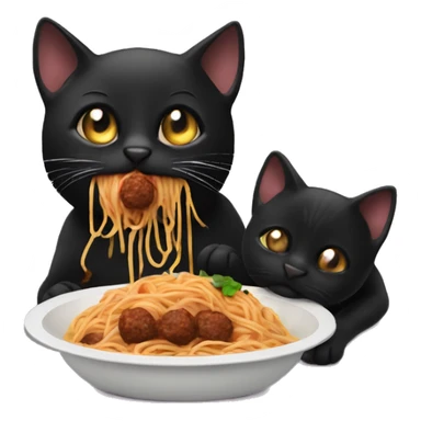 Black cat eating spaghetti and meatballs  sticker