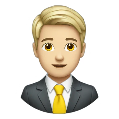 Ukrainian student wearing a suit in the color of the Ukrainian flag sticker