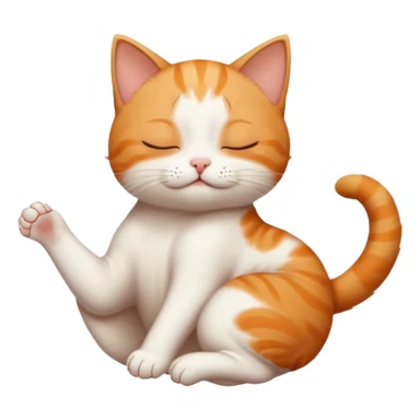 ginger and white small cat in funny positions upside down with eyes closed sticker