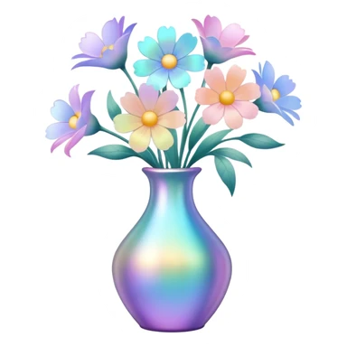 Iridescent vase with pastel flowers sticker