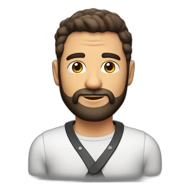 hombre blanco peinado, con barba de 3 días, camisa roja y chaqueta de cuero negra sticker