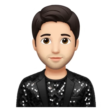 Josh Peck with dark brown hair, black sequin outfit sticker