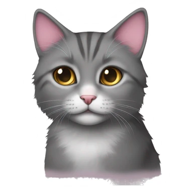 Boy grey cat pink nose curcle fave fluffy sticker