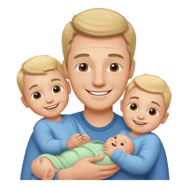 white man with three babies sticker