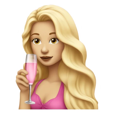 Pretty blonde lady with long hair drinking pink champagne sticker