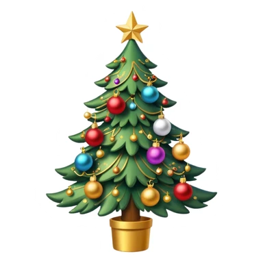 Christmas tree cute golden sticker
