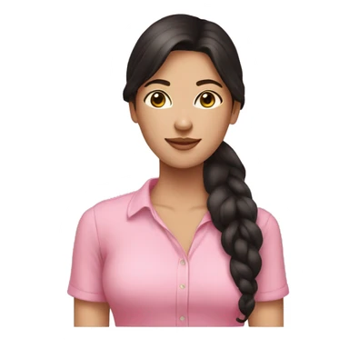 Brunette lady, Black long hair, pink shirt, fair complexion  sticker