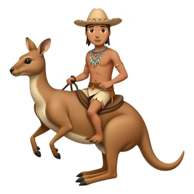 Native American riding a kangaroo sticker