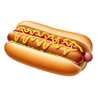 Cinematic classic hot dog, nestled in a soft toasted bun, drizzled with mustard and ketchup, juicy and flavorful, warm golden tones, ultra-detailed and mouthwatering. sticker