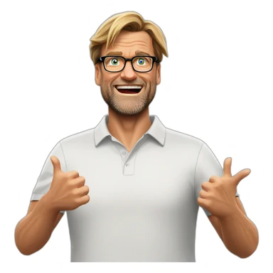 Jurgen Klopp shoulder shrug with hands up sticker