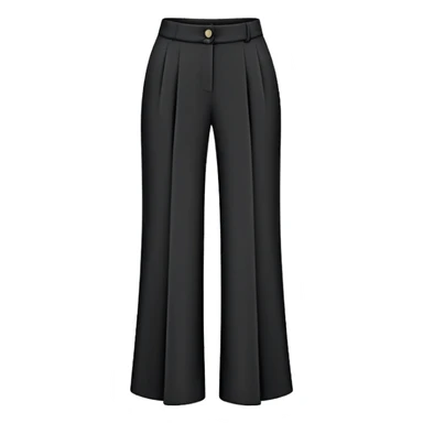 only the palazzo pants garment, moderate wide leg dress pants, formal with button, isolated flat lay, no human, no model, just the clothing item on white background sticker