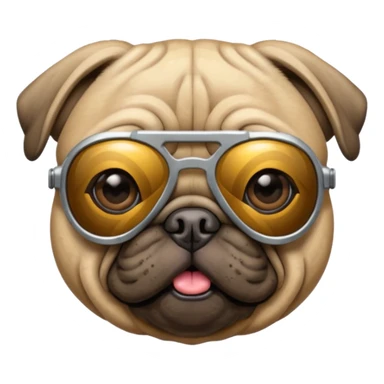 pug wearing cyberpunk sunglasses sticker
