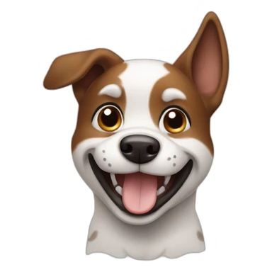 Happy Dog with one hanging ear, black, white, brown and cute sticker