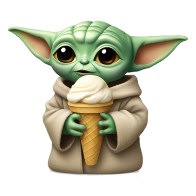 baby yoda holding an ice cream sticker