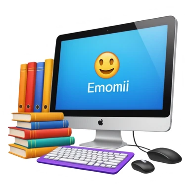 digital educational project, computer and books sticker