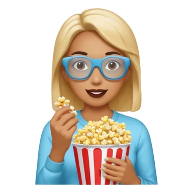 woman wearing 3d glasses, eating popcorn sticker