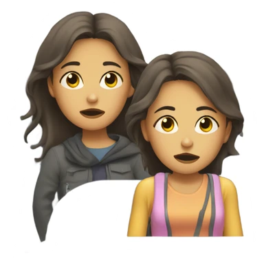 Two tired girls at the airport  sticker