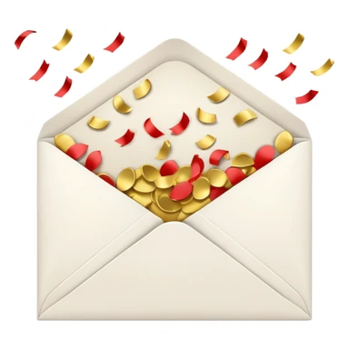 white envelope with gold confetti sticker