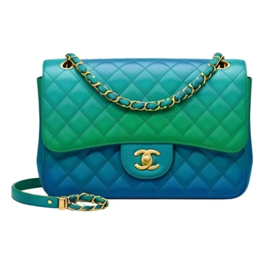 Chanel classic flap bag blue ombre to green sticker