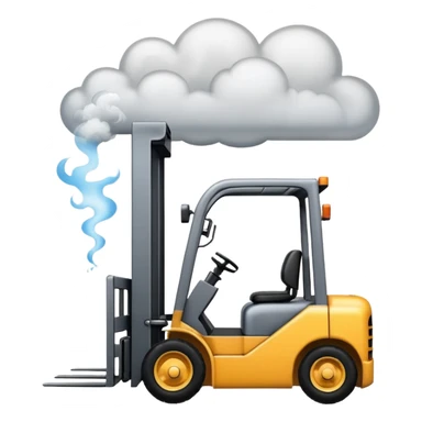 ugly, broken forklift with clouds of smoke after the explosion sticker