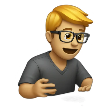 programmer working on burning laptop sticker