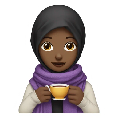A veiled, brown-eyed girl holding a tea cup in her hands and a purple and black cashmere scarf on her shoulders sticker