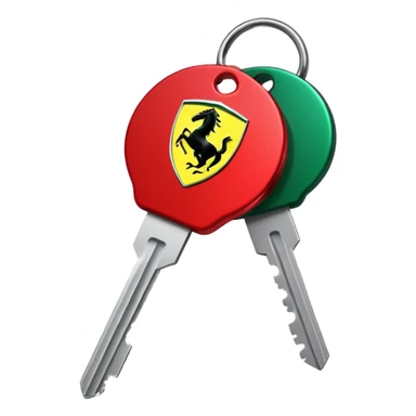 red Ferrari key with a green background sticker