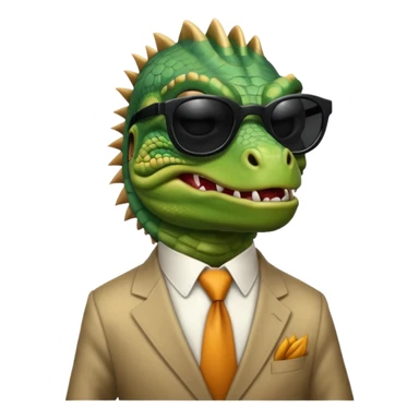 capitalist iguana banker godfather with black sunglasses breakdance scaring sticker