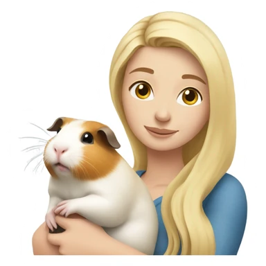 blonde woman hugging a guineapig sticker