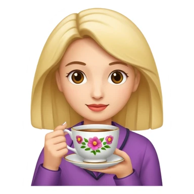 woman holding teacup sticker