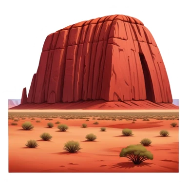 Cinematic Realistic Uluru Landmark Emoji, showcasing the massive, red monolith rising from the desert rendered with rich textures and warm, dramatic lighting. sticker