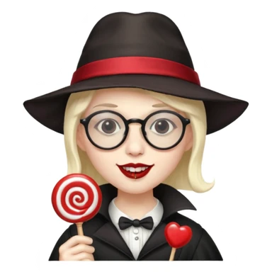 Vampire with lollipop, hat and glasses sticker