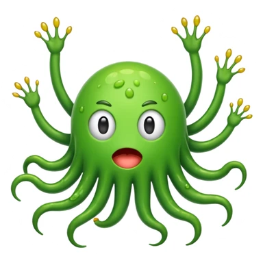 green germs emoji with many limbs sticker