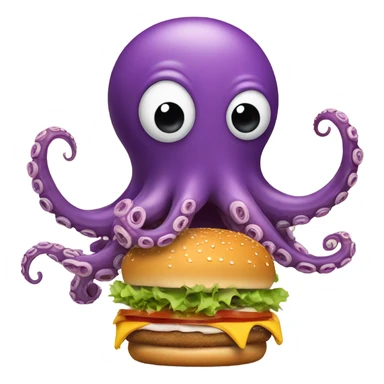 an octopus with a burger in the tentacle sticker
