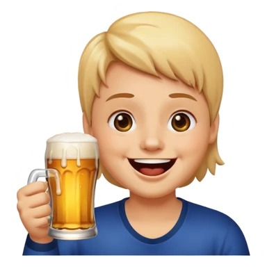 it should be a laughing emoji like a round face pointing forward and crying with laughter with a glass of beer in his other hand  sticker