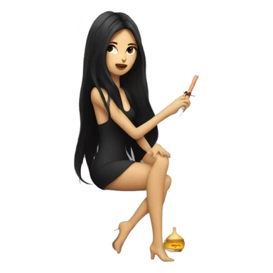 Girl with dark long hair smoking hookah ,  sticker