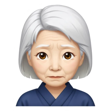 japanese culture old woman with white hair and wrinkles sticker