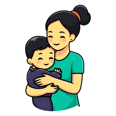 Mother hugging a child sticker
