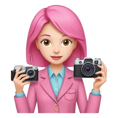 cheerfull pink women with digicam sticker