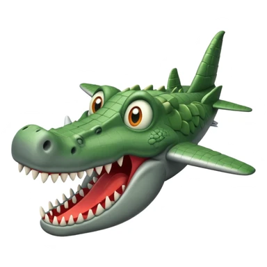 animated gray airplane with crocodile head sticker
