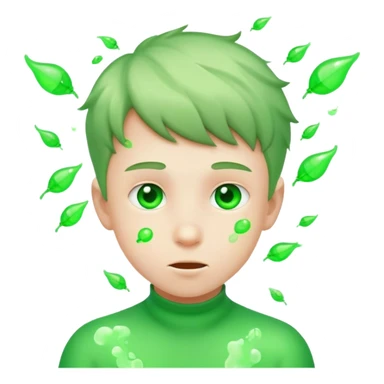 A boy with green gas around him and flies sticker