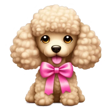 Cute Beige Poodle toy with a pink bow  sticker