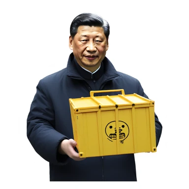 Xi Jinping holds a trade container in his hands sticker