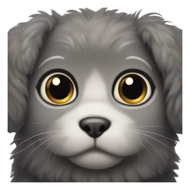 Fluffy black cat big puppy eyes sticker