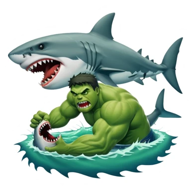 Hulk getting eaten by a big great white shark sticker