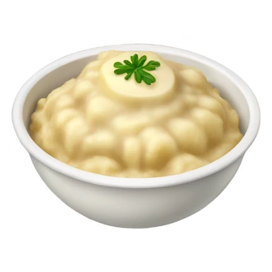 bowl of mashed potatoes topped with gravy sticker