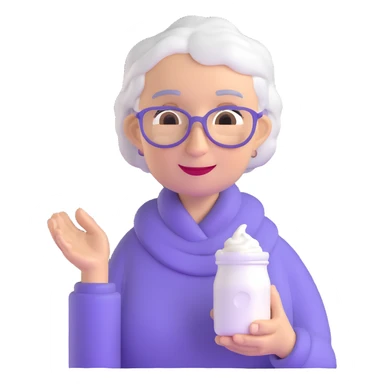 grandmother offering yogurt facing right sticker