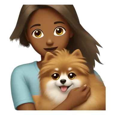 Brown skinned girl petting her pomeranian sticker